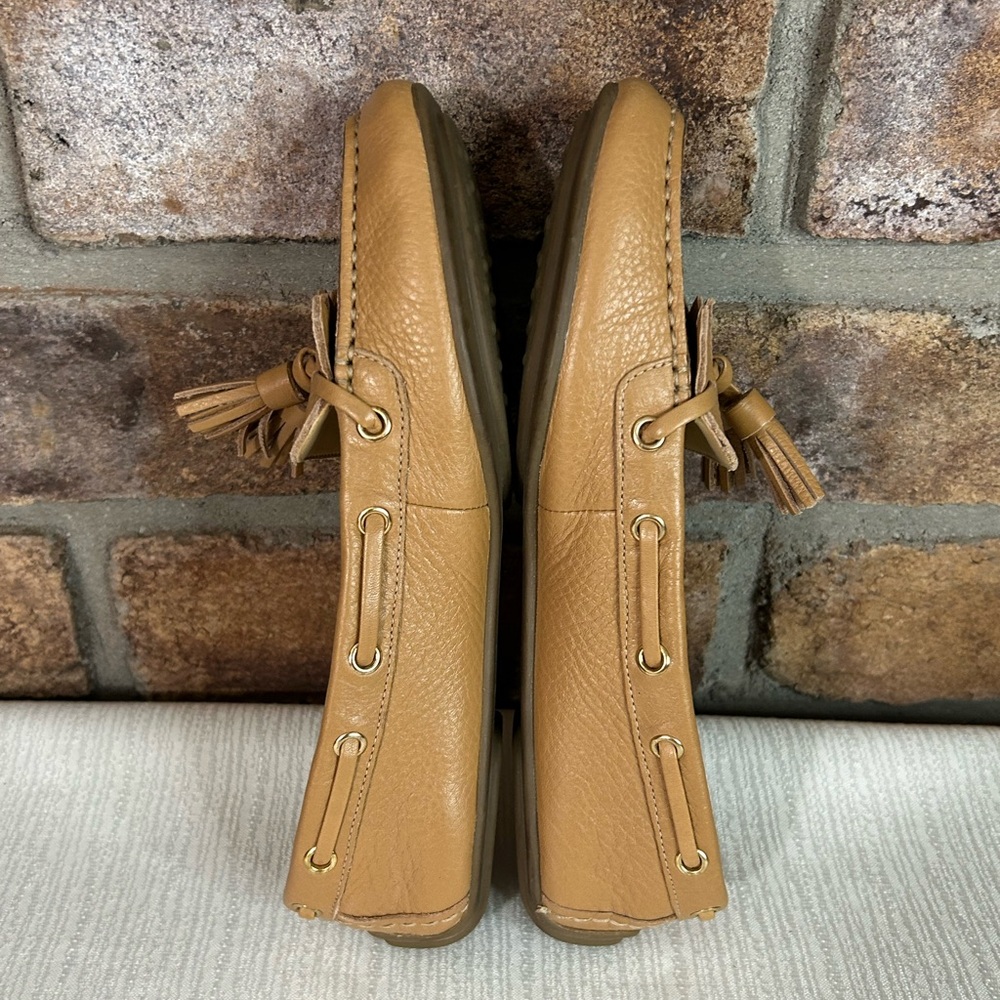 TALBOTS “Everson” Driving Moccasins Camel Pebble Leather - Picture 5 of 13
